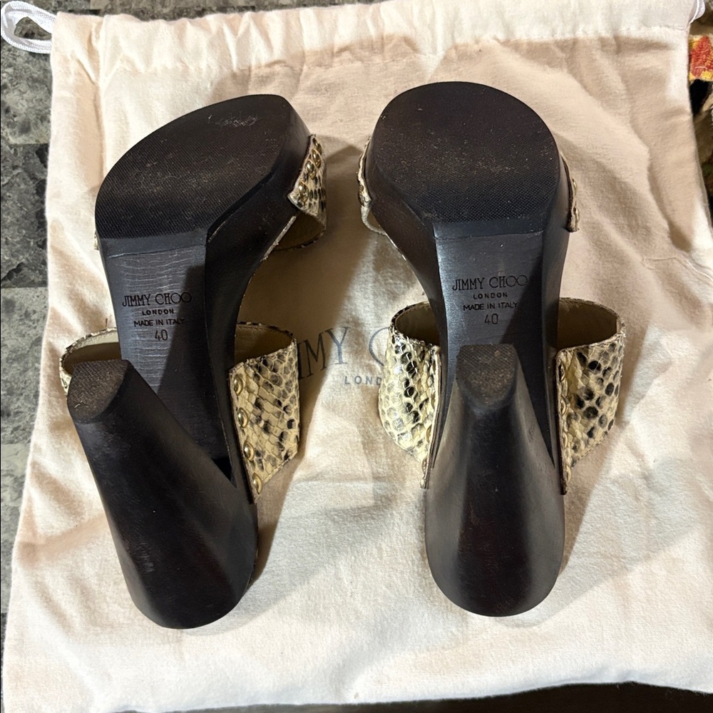 Jimmy Choo Snake Print Platform Sandals - Picture 5 of 6